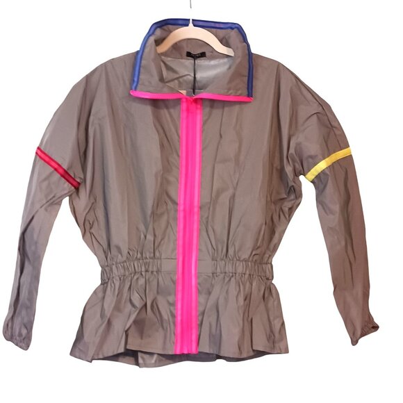 New Terez Neon‎ Glow Gear Reflective Peplum Activewear Jacket in Grey Multi, S - Picture 11 of 16